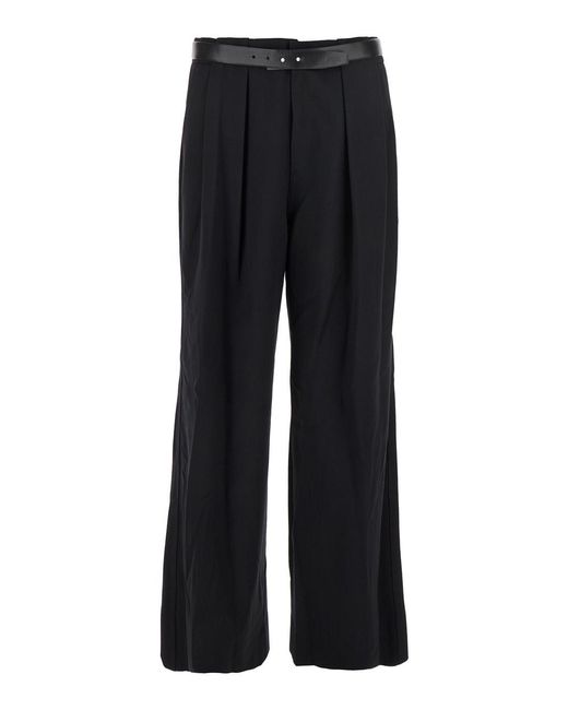 Juun.J Black Trousers With Built-In Belt And Pleated Design for men