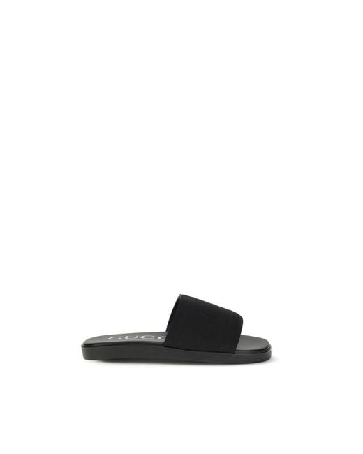 Gucci Black Fabric Flat Sandals for men
