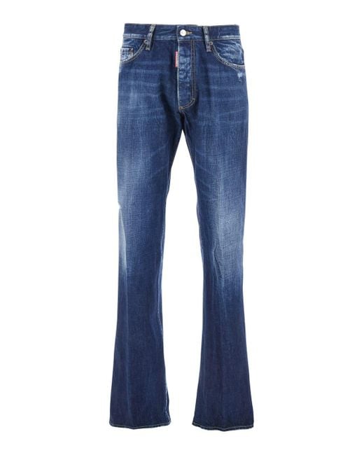 DSquared² Blue The American Jeans With Logo Patch On The Rear And Faded Effect for men
