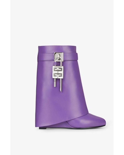 Givenchy Purple Shark Lock Ankle Boots 90Mm_Ultraviolet