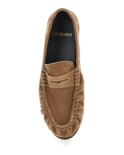 Saint Laurent Brown Loafers Le Loafer Suede