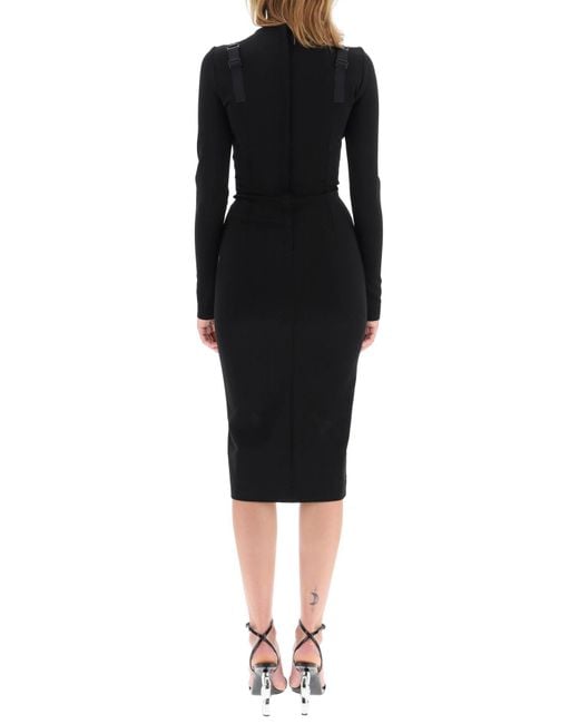 Dolce & Gabbana Black Midi Trompe L'oeil Lingerie Dress