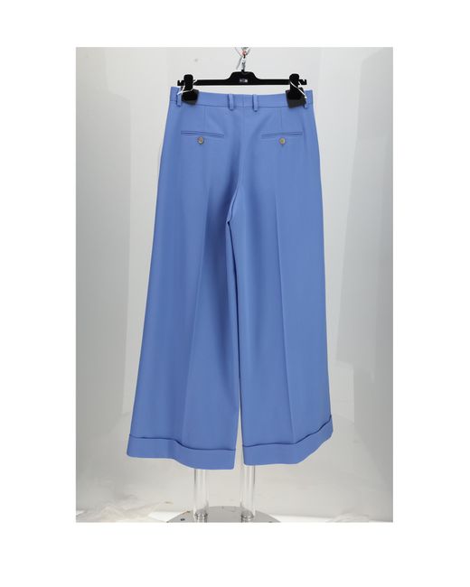 Céline Blue Trousers Long Docks Polyester