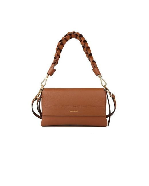 Coccinelle Brown Handbag-Cognac Cowhide Bags Handbags