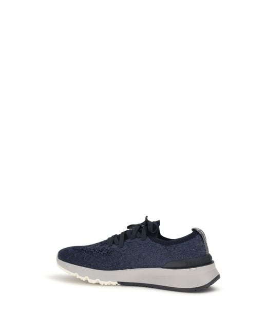 Brunello Cucinelli Blue Cotton Sneakers for men