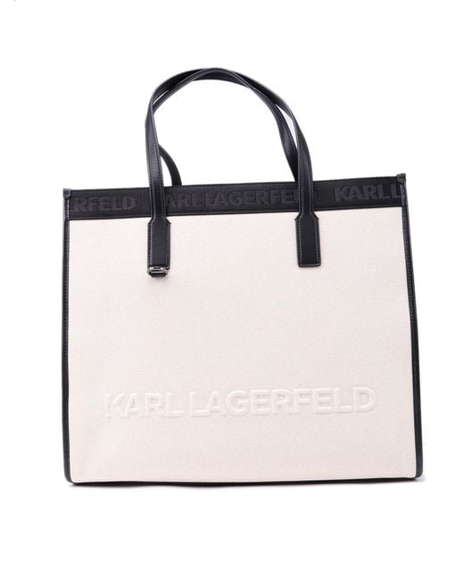 Karl Lagerfeld Klxcd Canvas Skuare Tote in Natural (White) Lyst