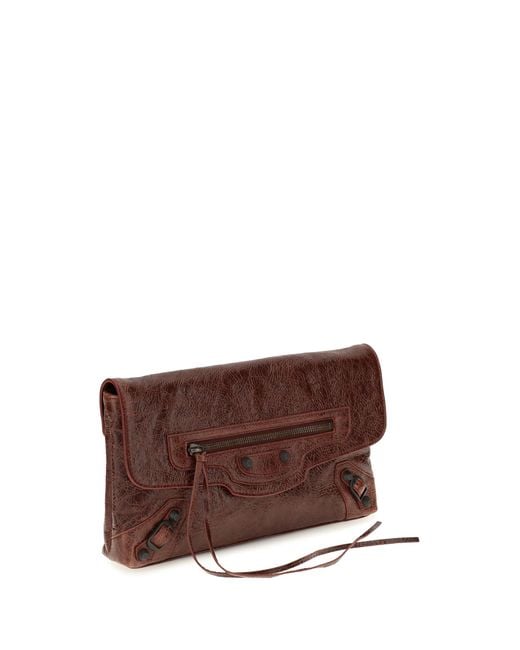 Balenciaga Brown Le City Clutch Lambskin Lamb Ovis Aries Clutches