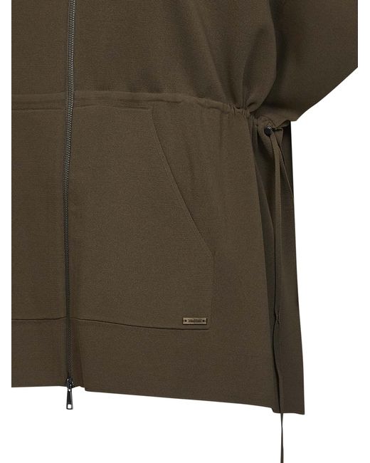 Max Mara Green Khaki Viscose Crepe Mxmelogio Hooded Cardigan