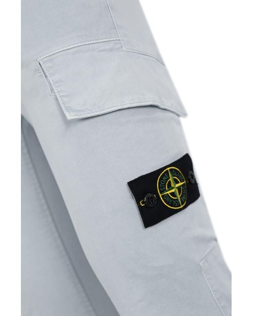 Stone Island Gray Cargo Trousers 30604 Old Treatment for men