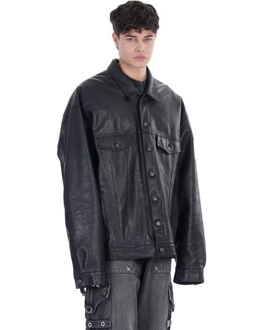 balenciaga leather jacket black