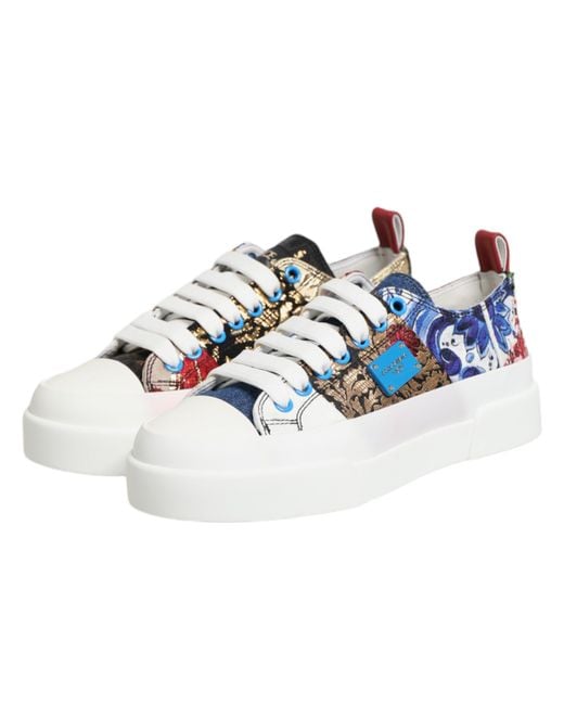 Dolce & Gabbana Multicolor Patchwork Low Top Sneakers Shoes Co+Se+Vi+05Lf