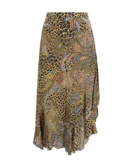 Etro Green Skirts Silk