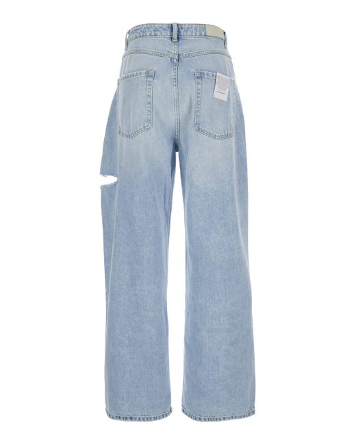 ICON DENIM Blue Poppy Light Wide Jeans With Cut-Out