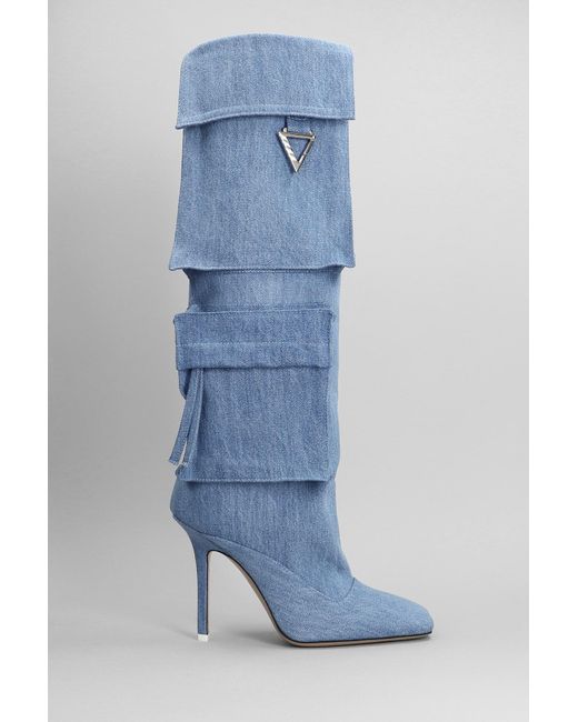 The Attico Blue Sienna High Heels Boots