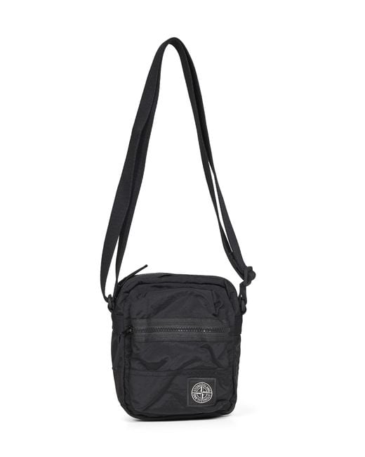 Stone Island Black Crossbody Bag Coated Nylon Resin Belt for men
