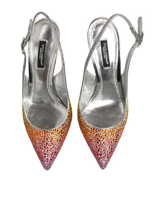Dolce & Gabbana White Sequin Slingback Pumps Shoes Pl+Pu+Se+Vi+Goat