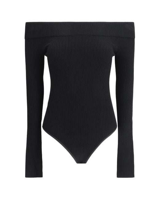 Alaïa Black Bodysuit Viscose Tops