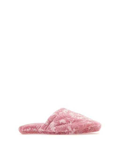 Versace Pink Printed Cotton Blend Slippers