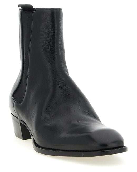 Saint Laurent Black 'Stanton' Ankle Boots for men