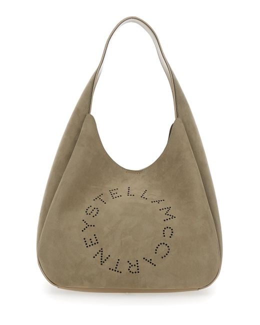 Stella McCartney Gray Shoulder Bag With Maxi Logo Lettering On The Front