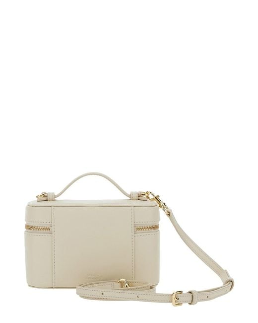 Marc Jacobs Natural 'The Vanity Bag' Crossbody Bag With Removable Shoulder Strap And Logo Lettering On The Front