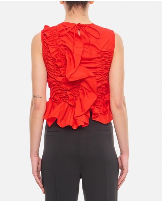 CECILIE BAHNSEN Red Geo Cotton Sleeveless Top