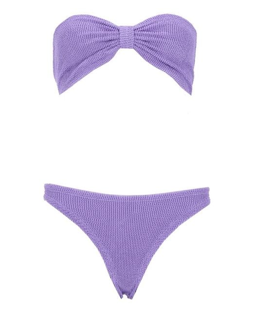 Hunza G Purple Bikini Set Jean Polyamide Swim Shorts