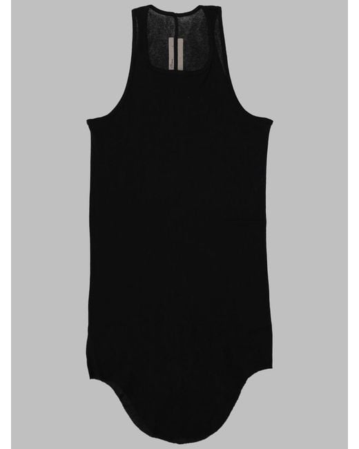 Rick Owens Black Tank Top Basic Rib Cotton