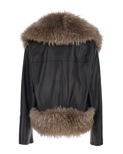 Blancha Brown Leather Jacket Sheep Coat