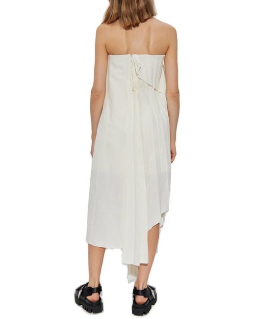 Alexander McQueen White Pleated Off-Shoulder Dress