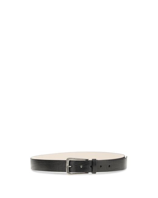 Brunello Cucinelli Black Carved Leather Belt With Shimmering Buckle Calf Bos Taurus E Braces