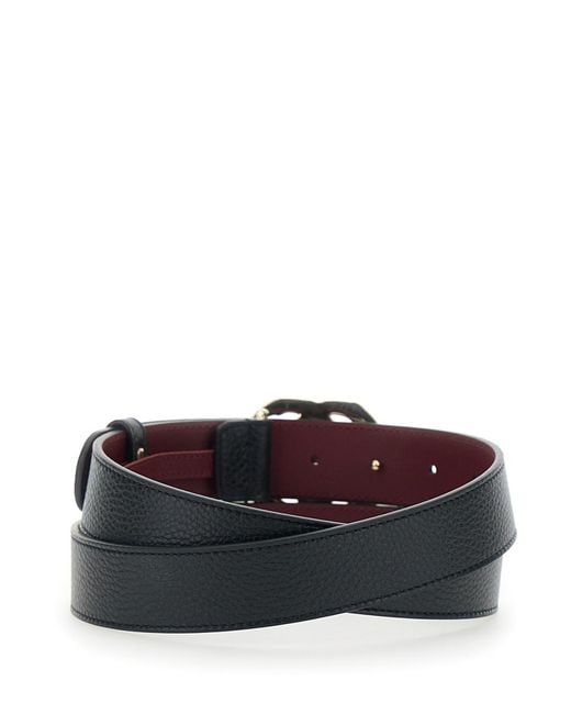 Gucci Black Leather Belt With Gg Buckle, Calf