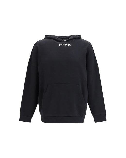 Palm Angels Blue Classic Logo Over Hoodie Cotton Sweatshirts for men