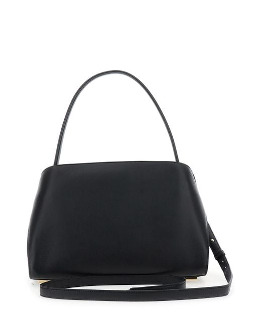 Ferragamo Black 'Hug' Shoulder Bag With Logo Print On The Front