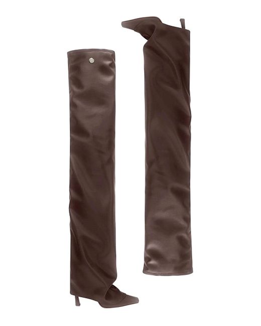 The Attico Brown 'Robin Okt' Boots With High Stiletto Heel And Ruched Detail