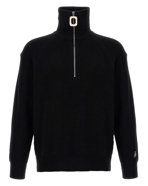 J.W. Anderson Black Half Zip Sweater for men
