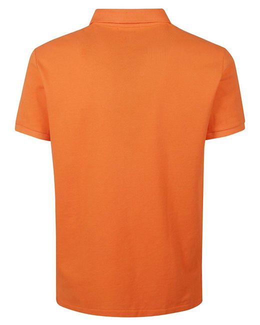 Ralph Lauren Orange Logo Embroidered Polo Shirt for men