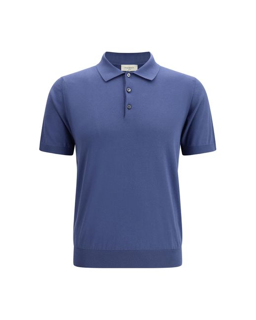 Piacenza Cashmere Blue Cotton Polo With Classic Collar Shirts for men