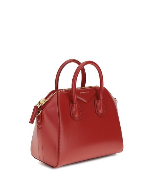 Givenchy Red Antigona Mini Handbag Calf Leather Bos Taurus Handbags