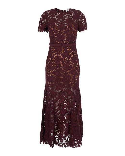 Self-Portrait Purple Long Lace Dress