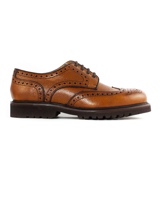 BERWICK  1707 Brown Leather Derby Shoes for men