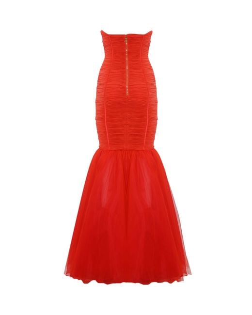 Elisabetta Franchi Red Carpet Dress In Jersey And Tulle