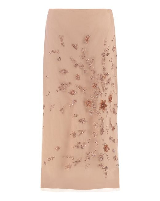 Fendi Natural Tulle Skirt Silk