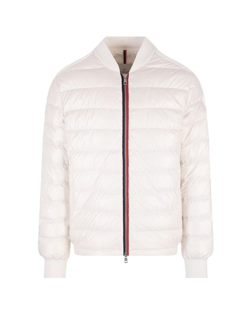 Moncler Arroux Feather Padded Bomber Jacket in White for Men | Lyst