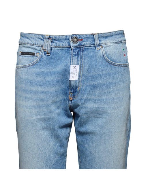 Philipp Plein Blue Detroit Fit Logo-patch Mid-rise Jeans for men