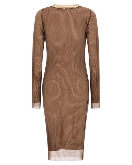 MM6 by Maison Margiela Brown Trapped Double Layer Dress Polyamide