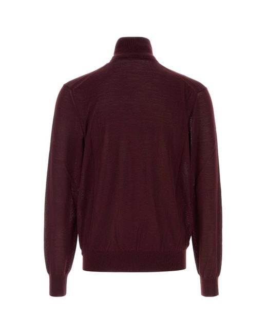 Saint Laurent Red Aubergine Wool Sweater for men