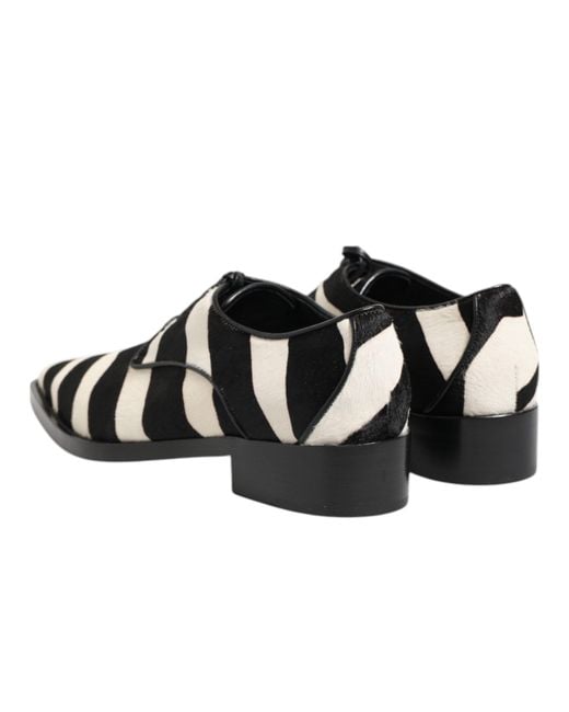 Dolce & Gabbana Black Zebra Pony Fur Dress Shoes Calf for men