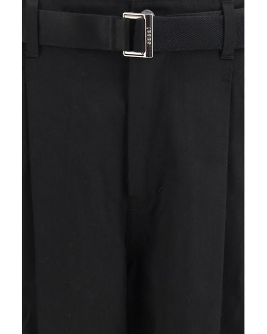 Sacai Black Cotton Chino Pants for men