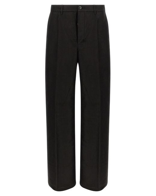 Rick Owens Black Ramie Casual Pants for men